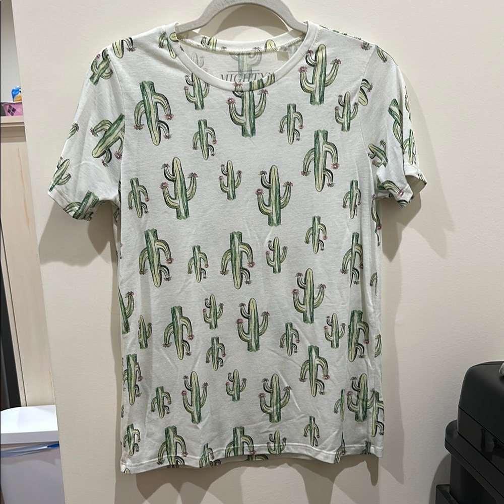 Cactus Print White T-Shirt